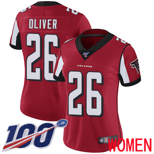 Atlanta Falcons Limited Red Women Isaiah Oliver Home Jersey NFL Football #26 100th Season Vapor Untouchable->women nfl jersey->Women Jersey